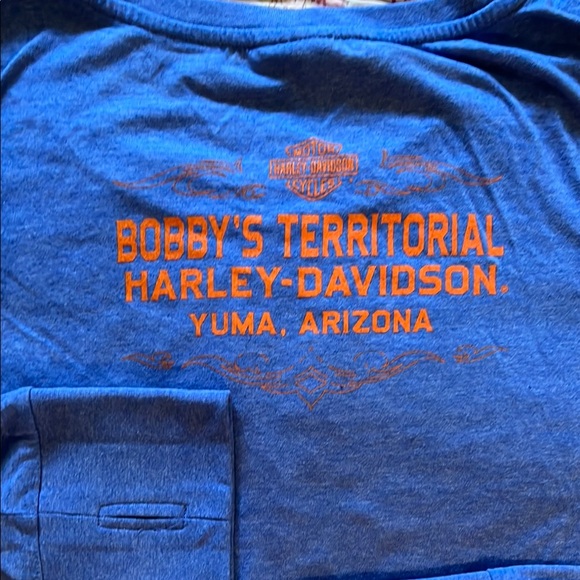 Harley-Davidson Blue Long Sleeve Tee with Graphic Design - Picture 5 of 6